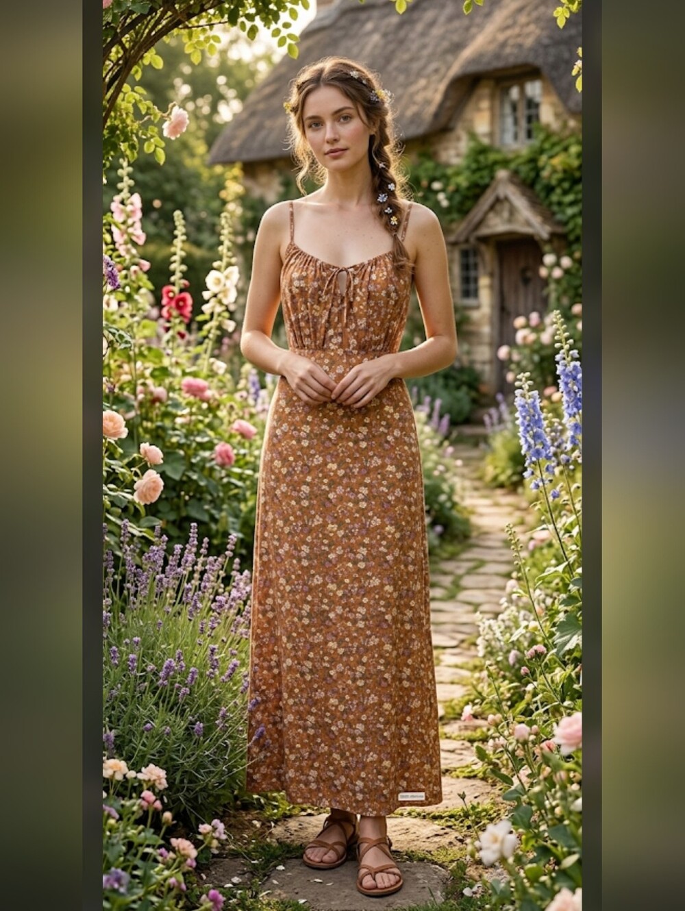 Old Navy Floral Maxi Shift Cami Dress PL LP Cottagecore Milk Maiden #32